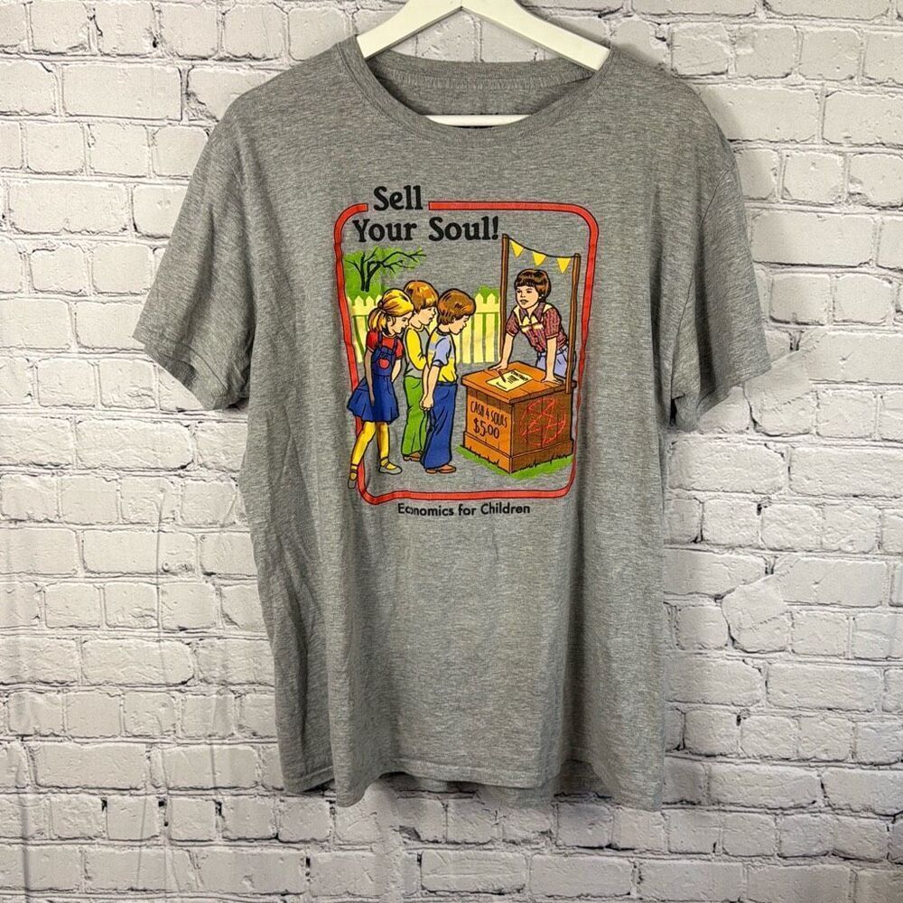 Sell Your Soul Economics for Children Graphic T Shirt Size Large  F